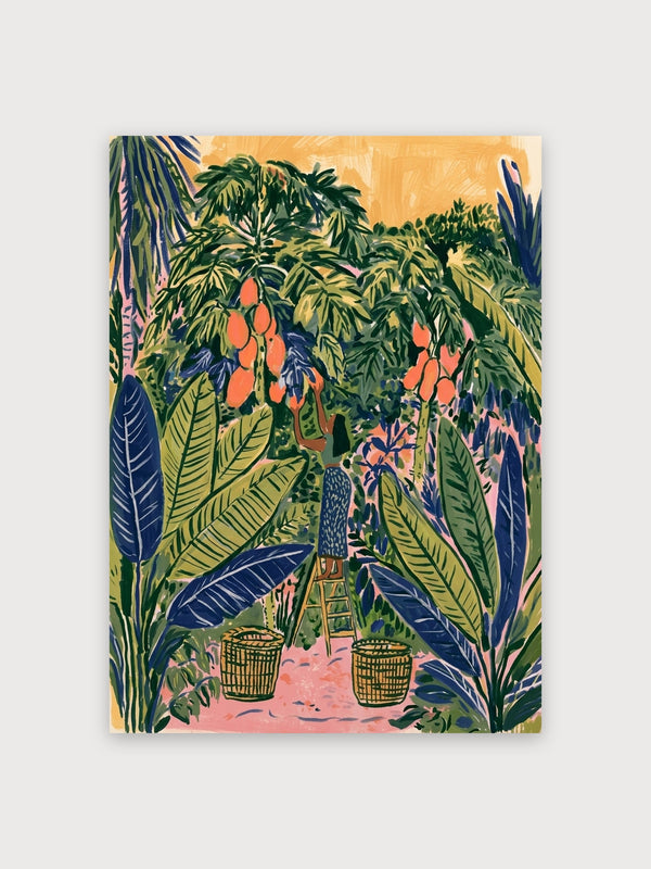 Woman Harvesting Mango Contemporary Botanical - Digital Download