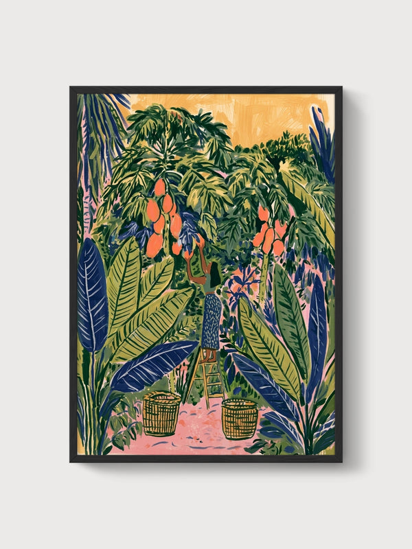 Tropical Fruit Harvest Poster poster in black frame