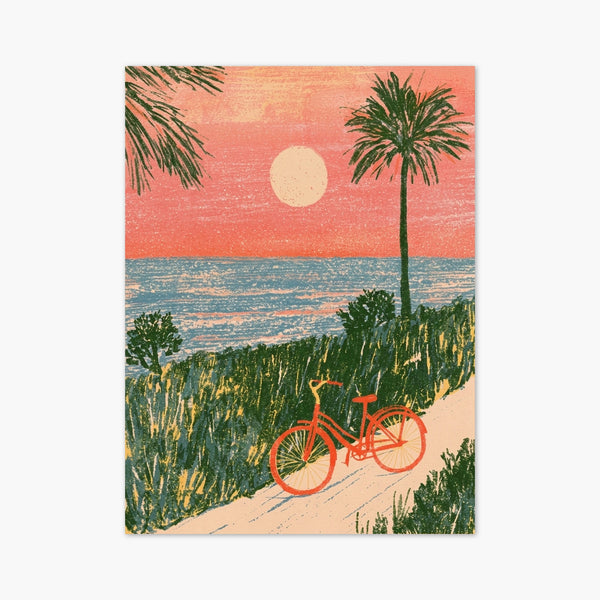 Retro Beach Sunset Poster art print