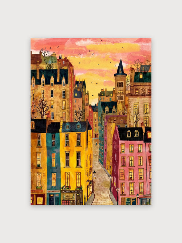 European Village Sunset Architecture - Digital Download
