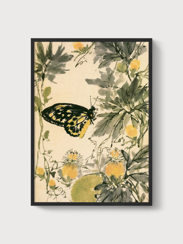 Monarch Butterfly Watercolor Print poster in black frame