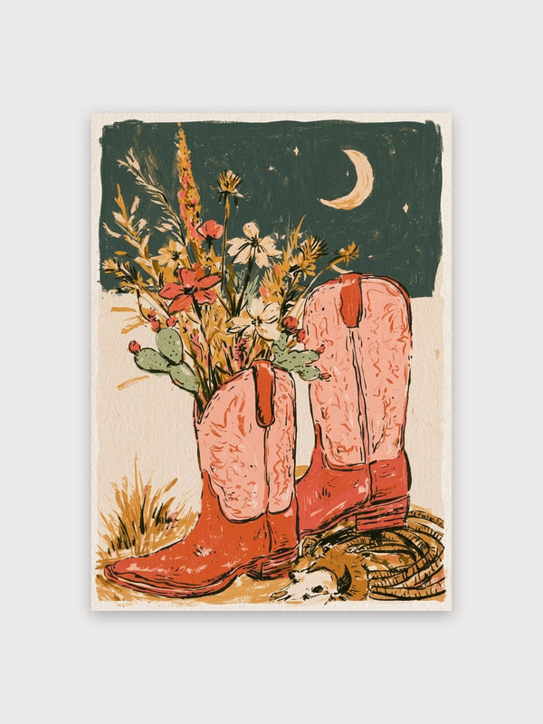 Cowboy Boots Desert Night Blooms - Digital Download