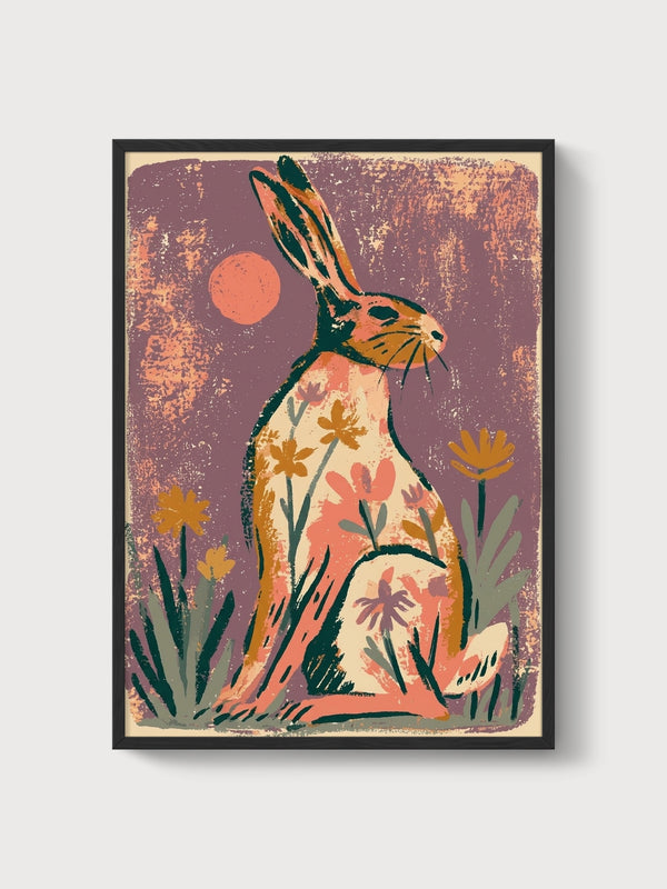 Rabbit Wall Art poster in black frame