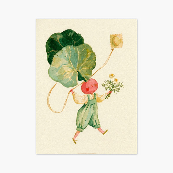 Whimsical Radish Character Watercolor Painting art print