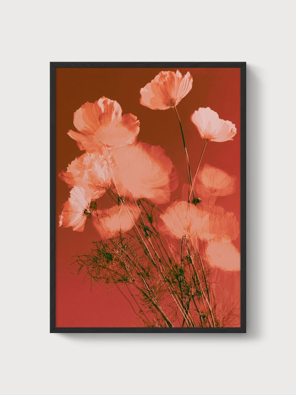 Watercolor Flowers Print poster in black frame