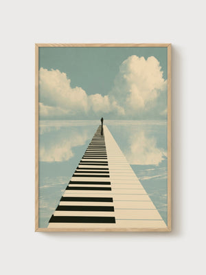 Surreal Piano Keys Path Poster poster in oak frame