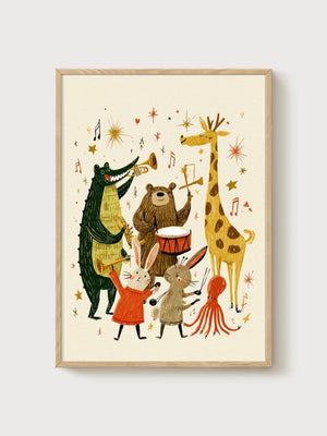 Animal Band Teddy Bear Poster poster in oak frame