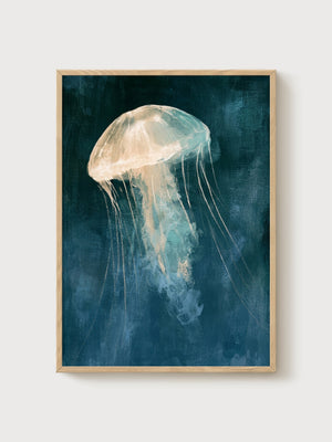 Jellyfish Poster poster in oak frame