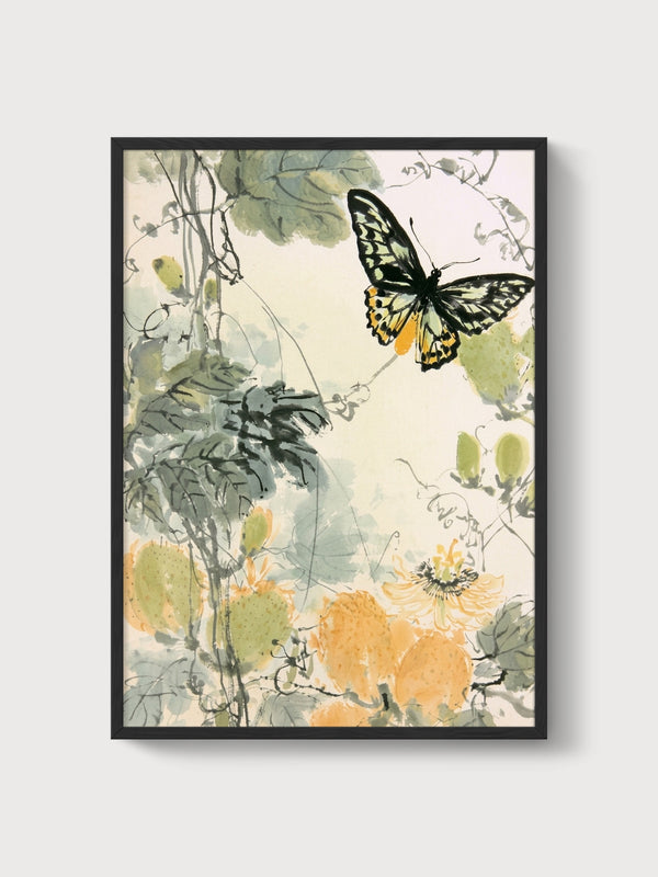 Butterfly Wall Art poster in black frame