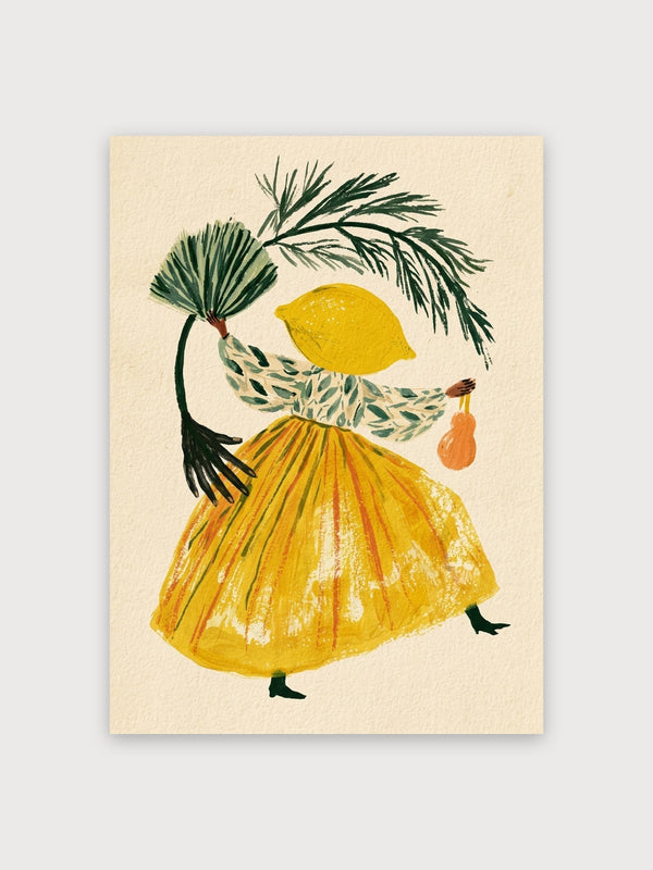 Lemon Woman Botanical Watercolor - Digital Download