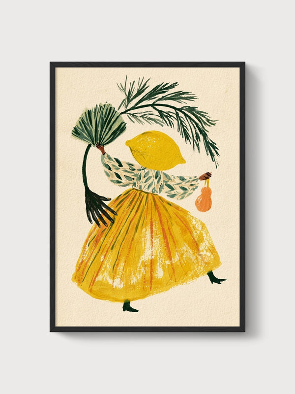 Lemon Wall Art poster in black frame