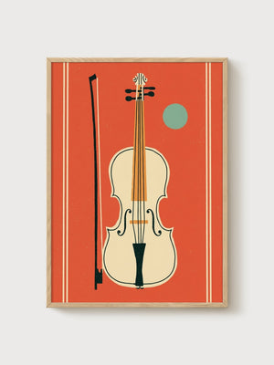Violin Wall Art poster in oak frame