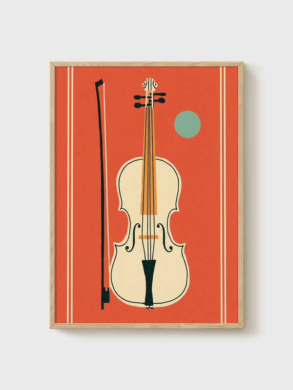 Violin Wall Art poster in oak frame