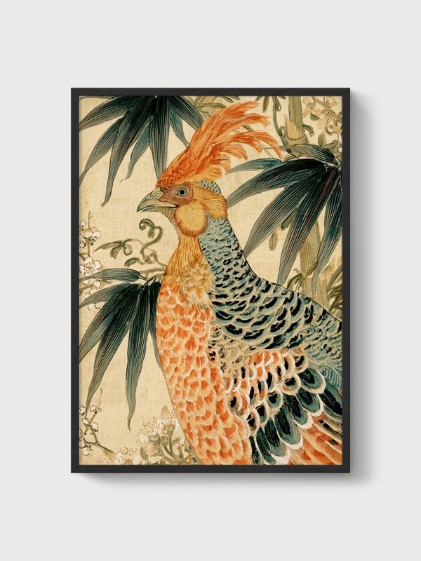 Vintage Bird Print poster in black frame