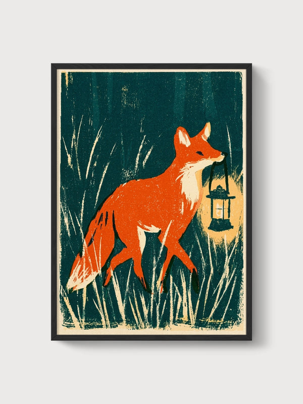 Fox Art Print poster in black frame