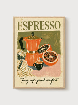 Espresso Coffee Poster poster in oak frame