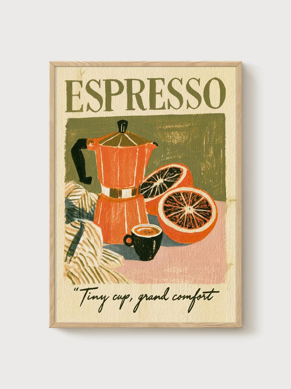 Espresso Coffee Poster poster in oak frame