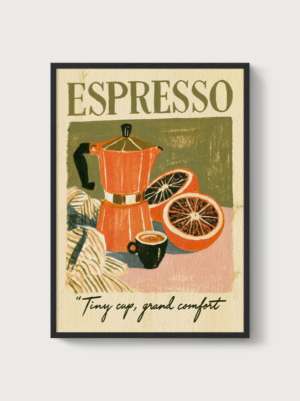 Espresso Coffee Poster poster in black frame
