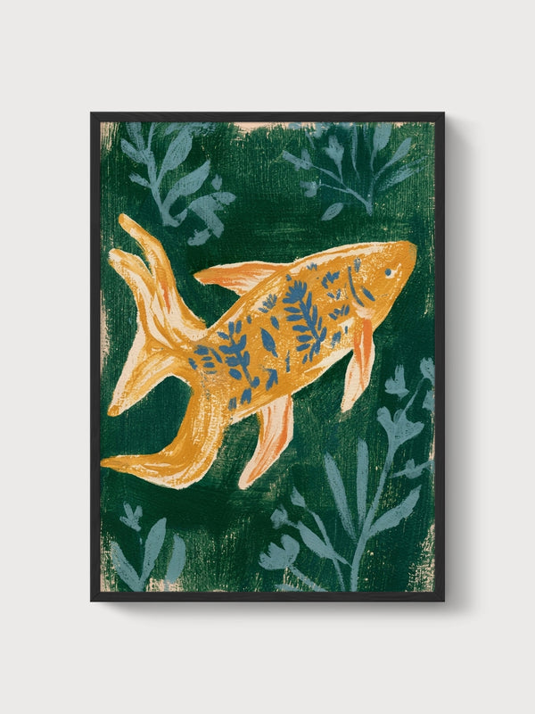 Koi Fish Wall Art poster in black frame