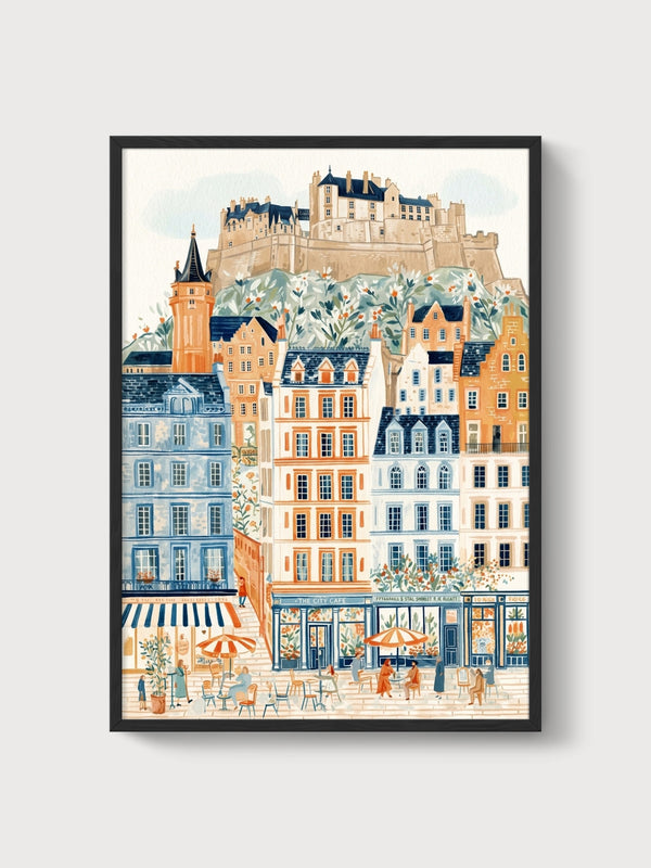 Edinburgh Castle Poster poster in black frame