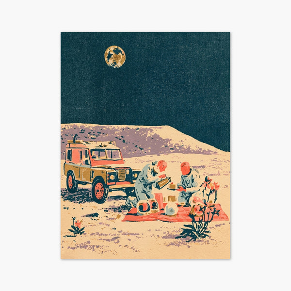 Moonlit Desert Picnic Poster art print