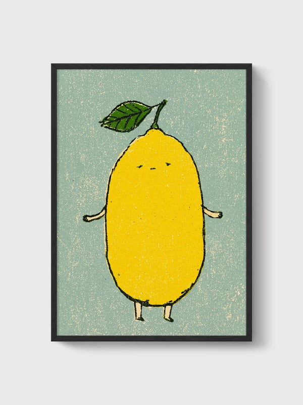 Lemon Wall Art poster in black frame