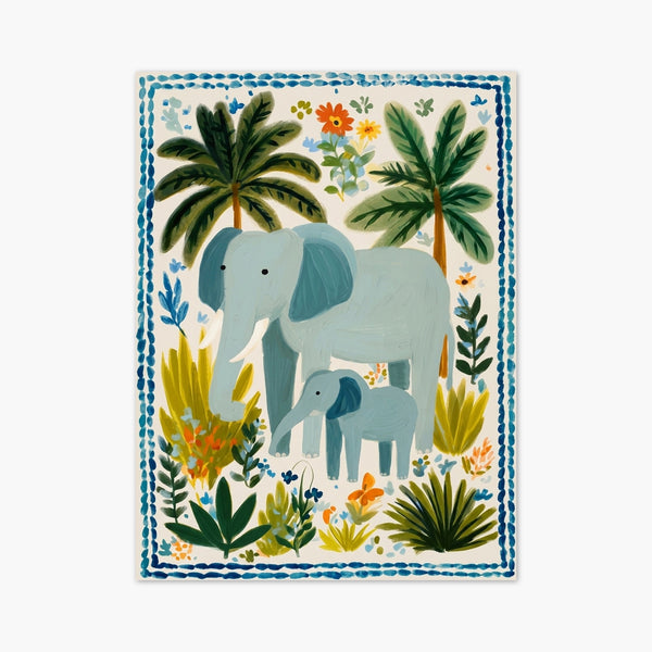 Elephant Family Watercolor Painting art print