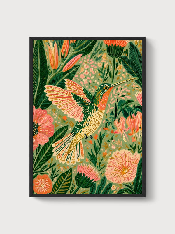 Hummingbird Print poster in black frame