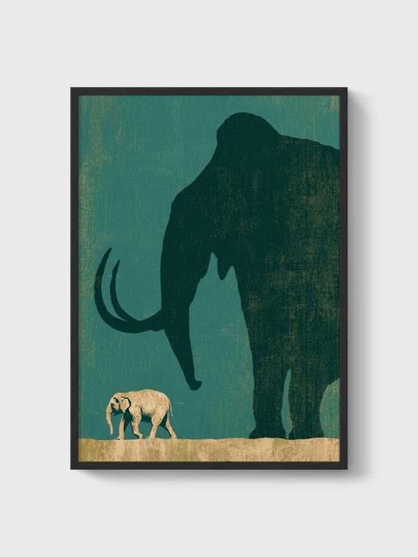 Woolly Mammoth Shadow Poster poster in black frame