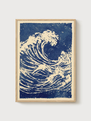 The Great Wave Poster poster in oak frame