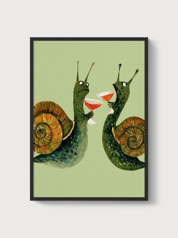 Snail Cocktail Poster poster in black frame