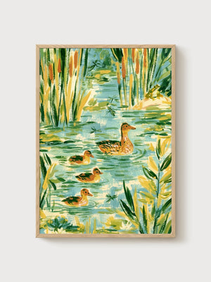 Duck Painting poster in oak frame