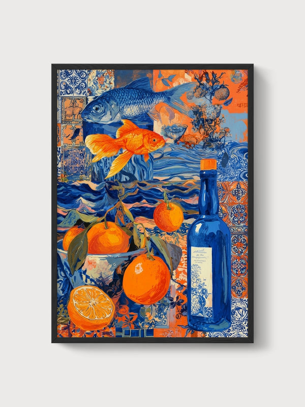 Koi Fish Wall Art poster in black frame