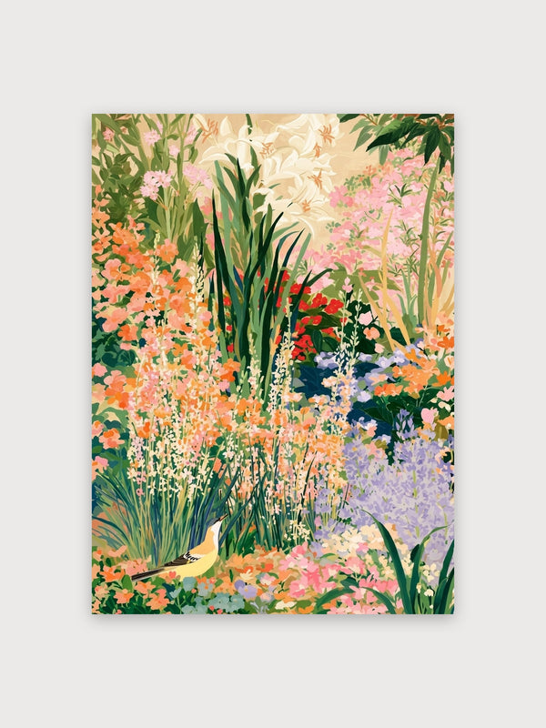 Garden Bird Among Wildflowers - Digital Download