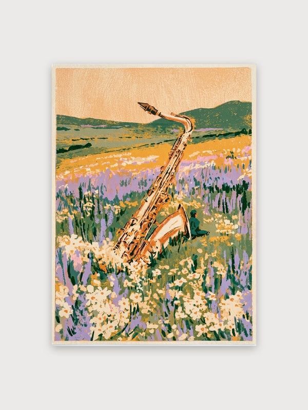 Saxophone Player Wildflower Field - Digital Download
