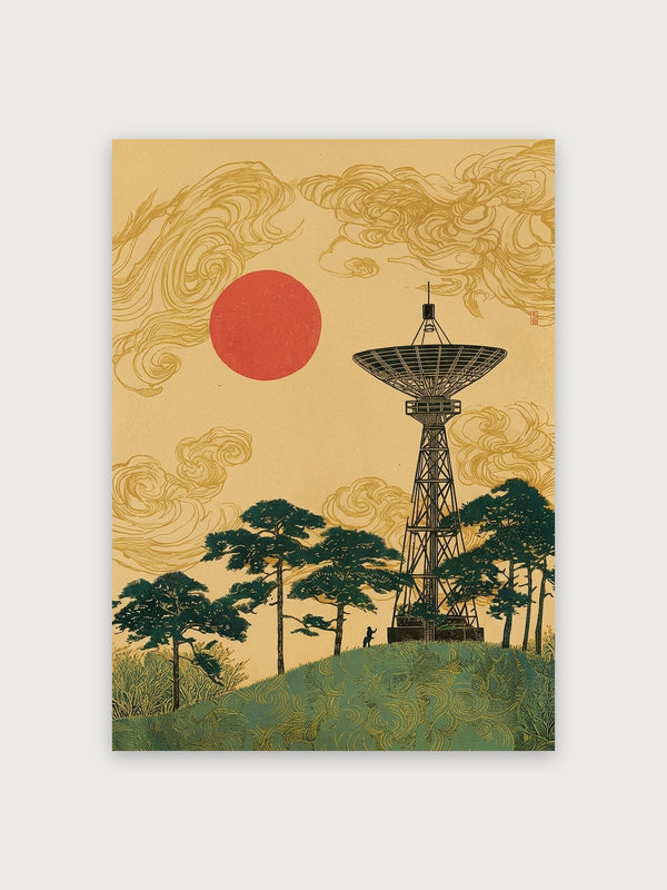Retro Satellite Tower Landscape - Digital Download