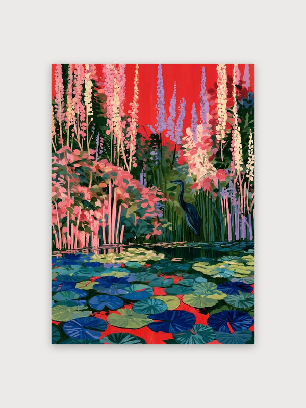 Vibrant Garden Pond Landscape - Digital Download