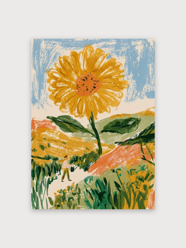 Giant Daisy Landscape Watercolor - Digital Download