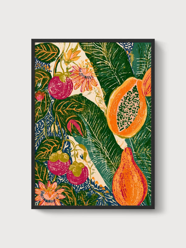 Tropical Fruit Print poster in black frame
