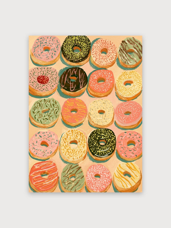 Retro Colorful Donuts Grid - Digital Download