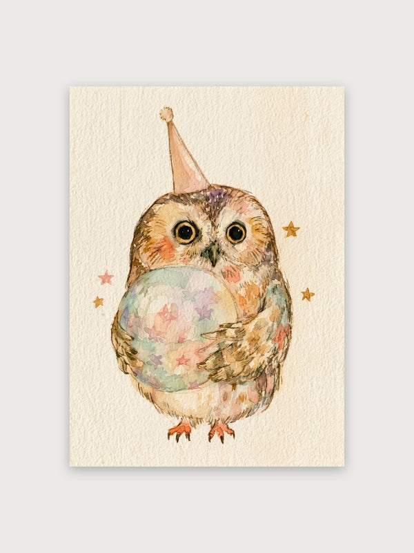 Watercolor Owl Party Hat Stars - Digital Download