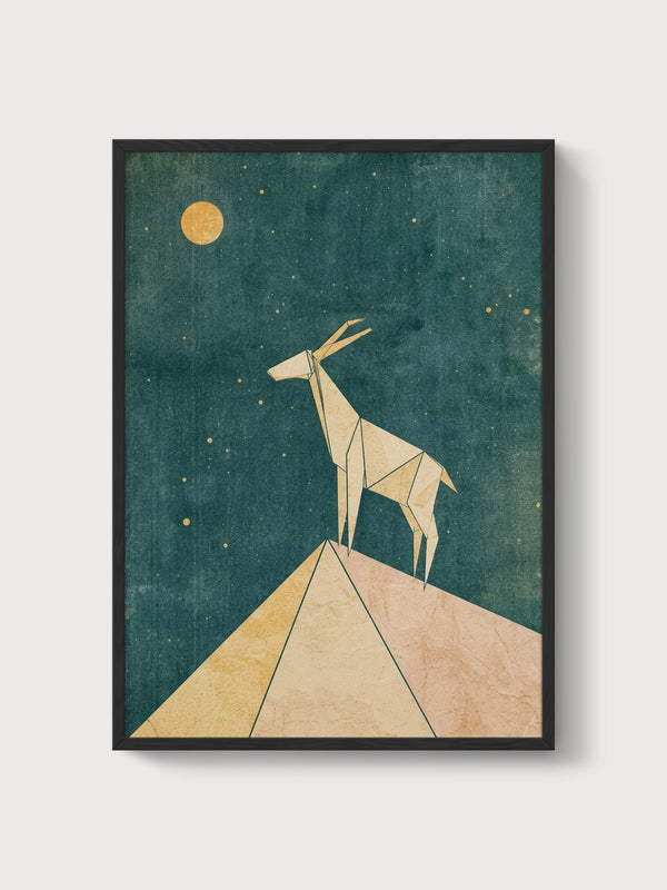 Geometric Deer Wall Art poster in black frame