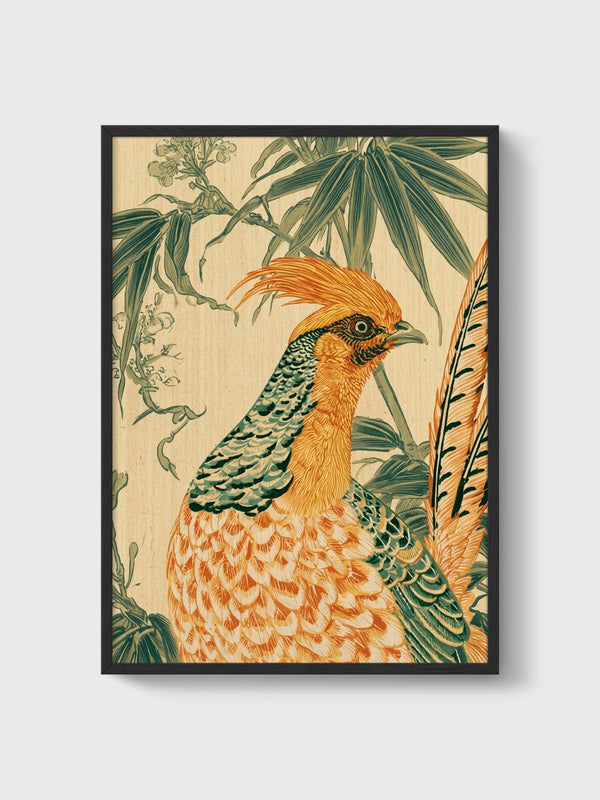 Vintage Bird Print poster in black frame