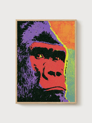 Gorilla Pop Art Poster poster in oak frame