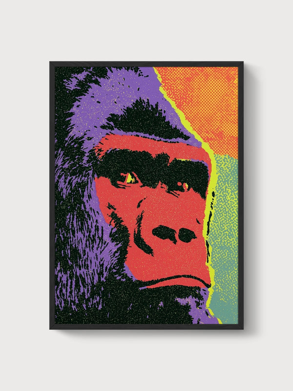Gorilla Pop Art Poster poster in black frame