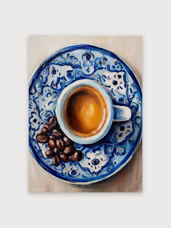 Coffee Cup Blue Ceramic Still Life - Digital Download