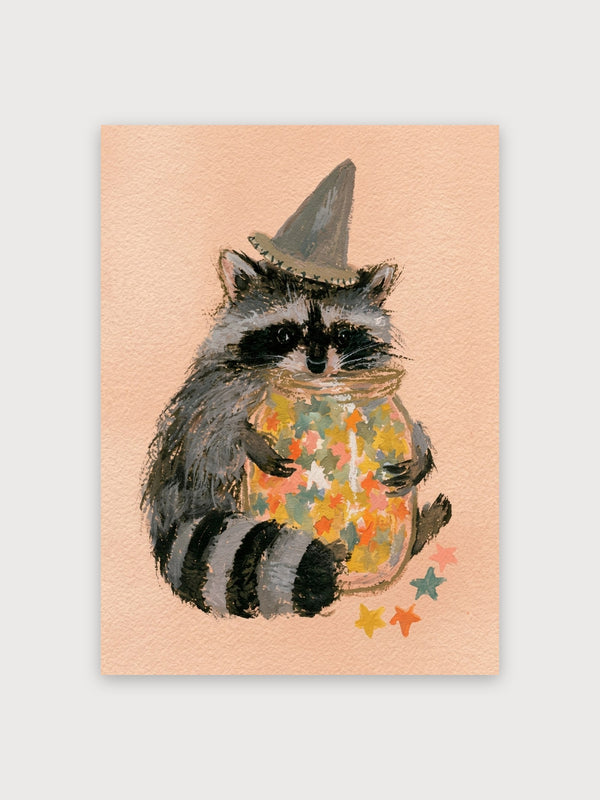 Magical Raccoon Witch Star Jar - Digital Download