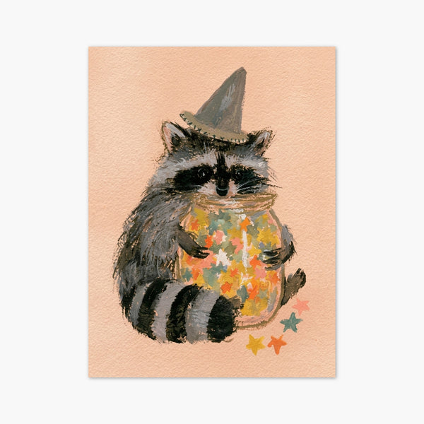 Whimsical Raccoon Watercolor Print art print