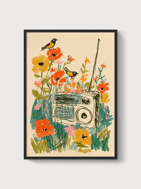 Bird Wall Art Print poster in black frame