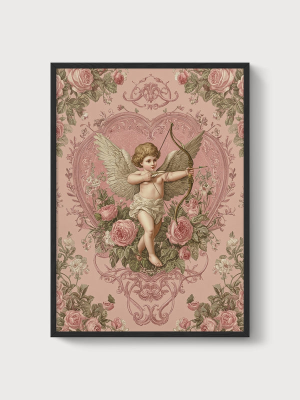 Cupid Angel Print poster in black frame